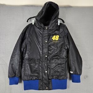 Jimmie Johnson NASCAR Satin Jacket Mens Medium‎ Lowes Racing Team Over The Wall